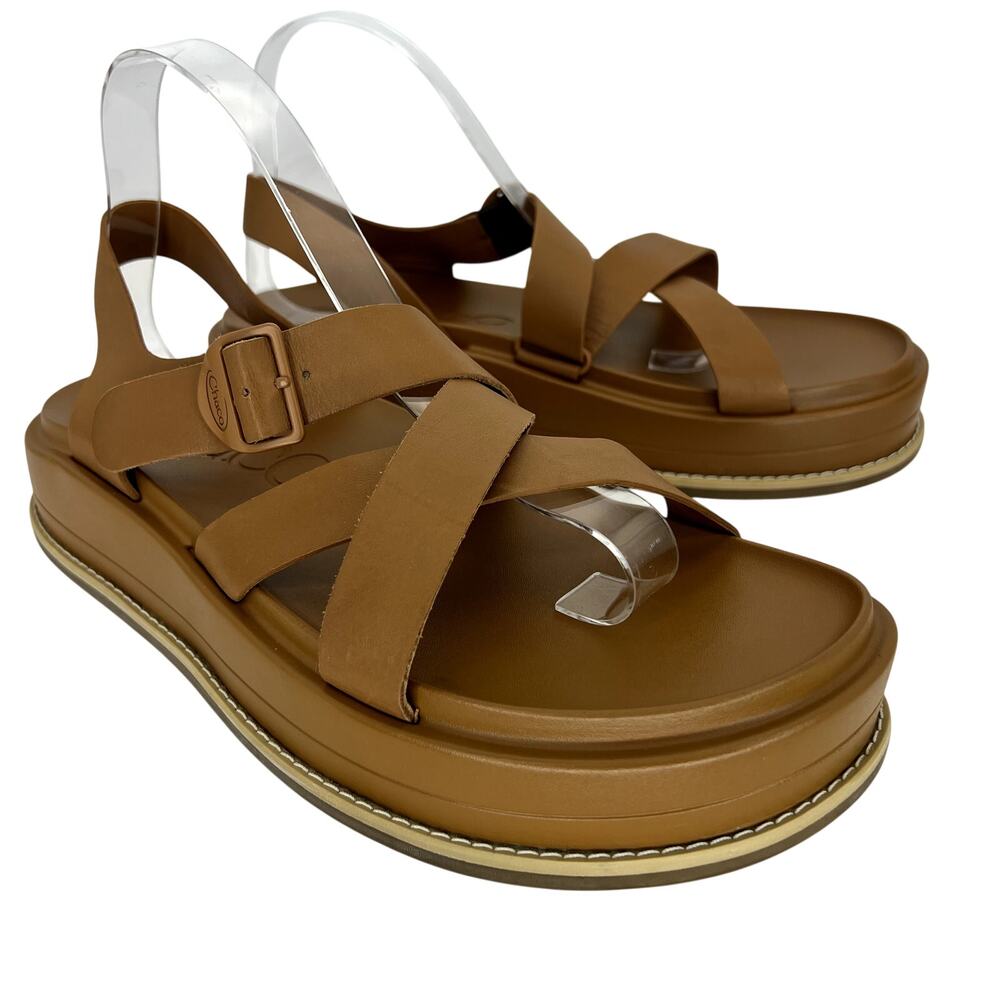 Chaco Townes Midform Sandal Platform Leather Straps Cashew Tan Women's 11